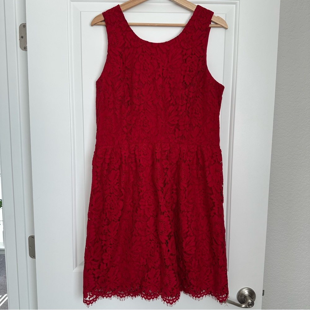 LOFT Elegant Red Lace Dress